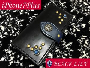 クロムハーツ風iPhone7Plusレザーケースｰクロスボタン